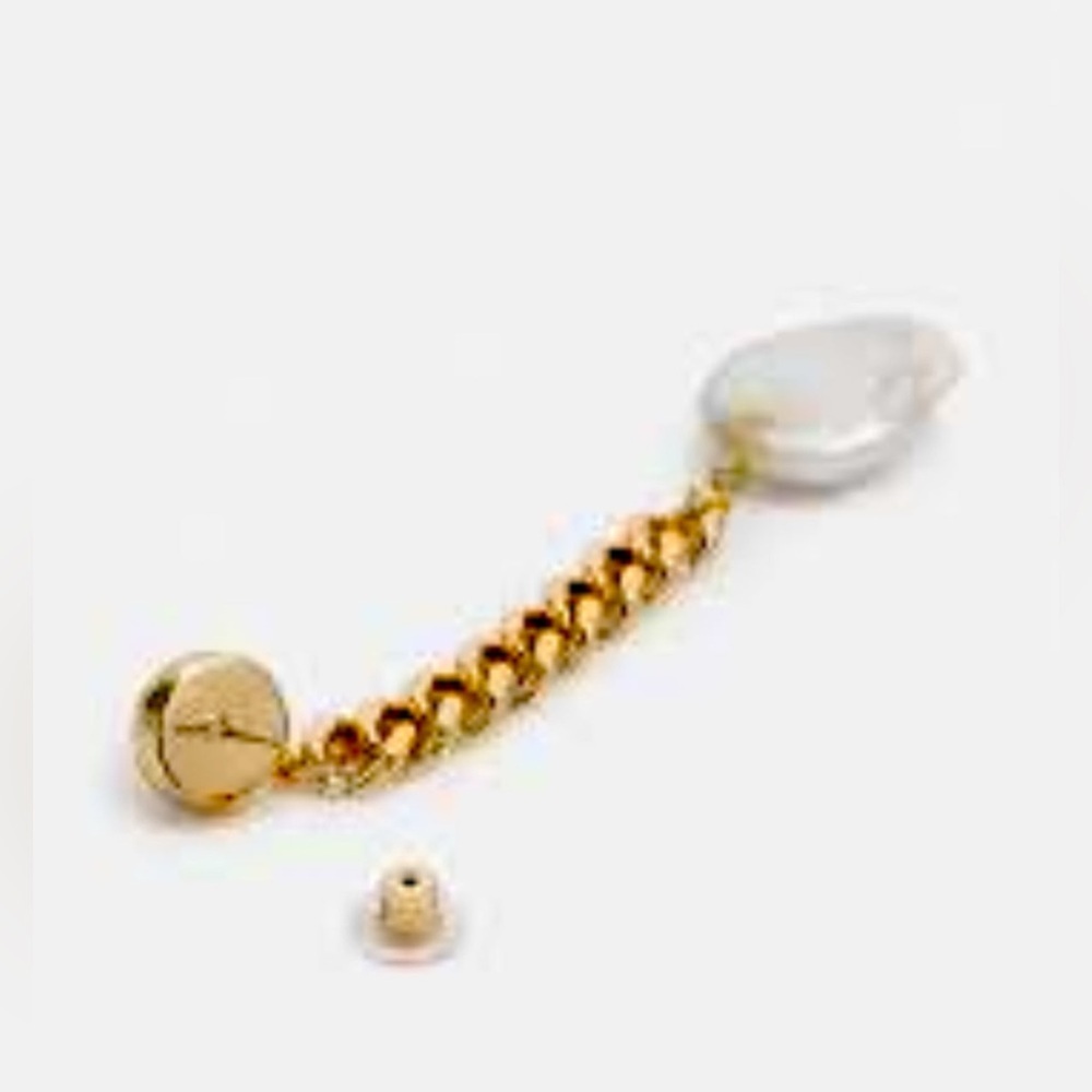 🔥🔥DANNIJO Authentic Kate Gold Tone & Faux Pearl Asymmetric Chain Drop Earrings - Picture 12 of 12